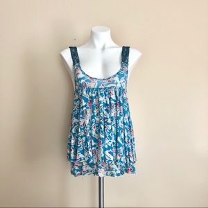 Free People Braided Strap Floral Boho Paisley Tank